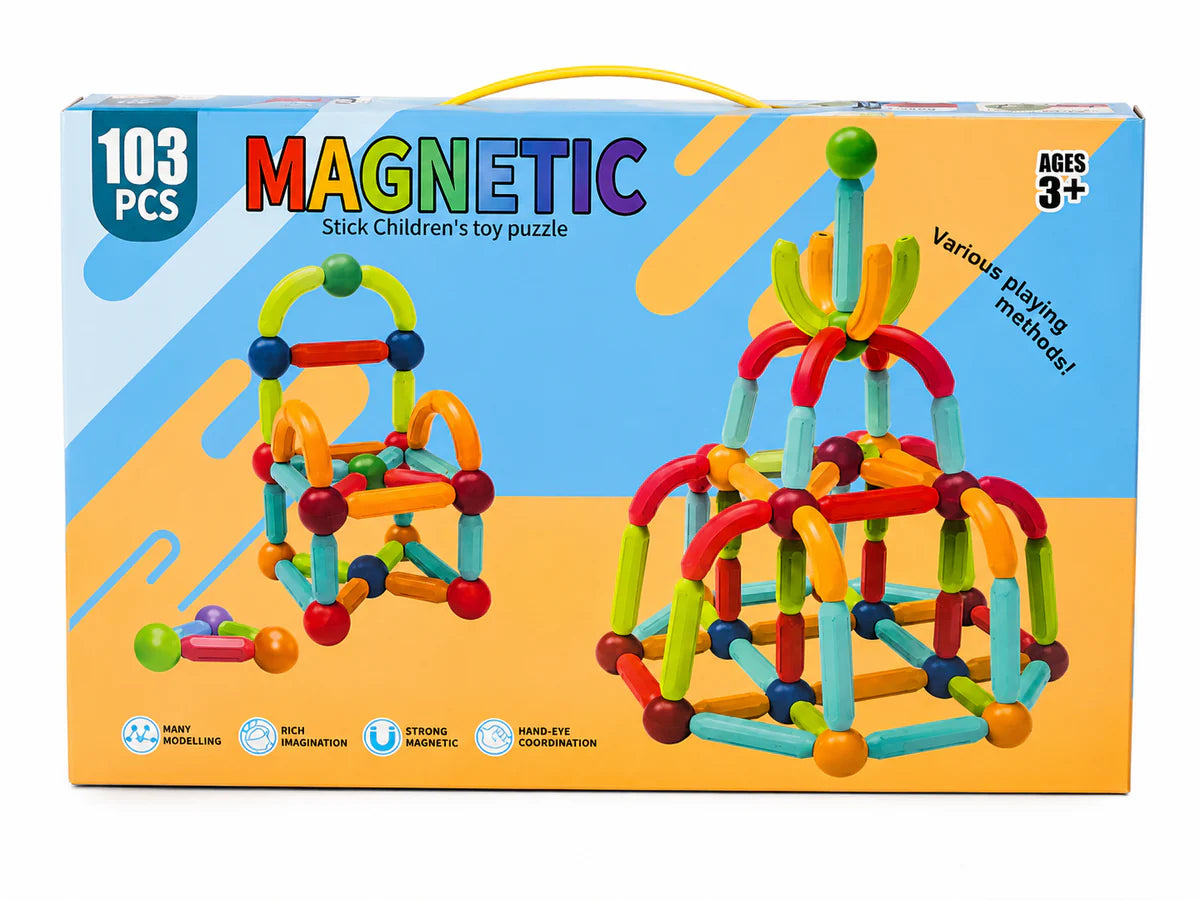 Blocos de Montar Magnéticos Bolas e Bastões Kit 103 peças - UPPER1130
