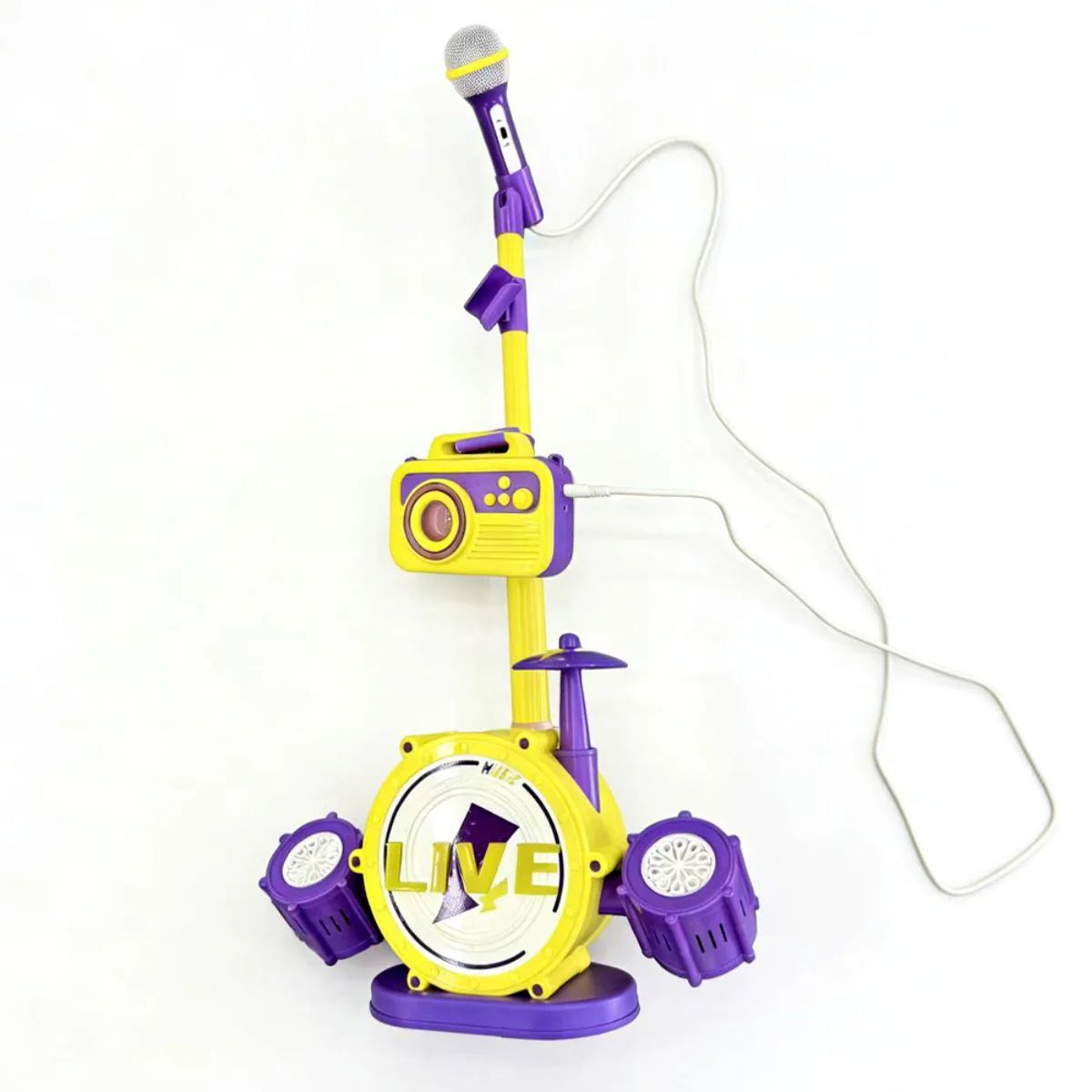 Bateria Infantil com Microfone e Máquina de Bolhas - TW884-12