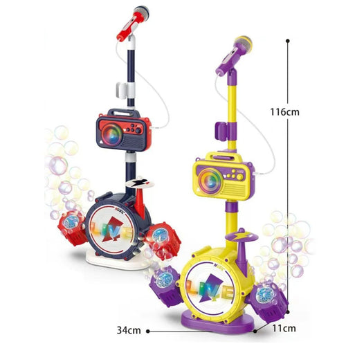 Bateria Infantil com Microfone e Máquina de Bolhas - TW884-12