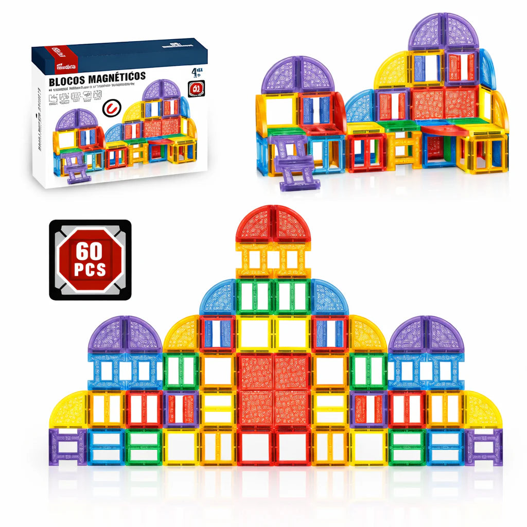 Blocos Magnéticos Cubos de Construção 80 peças – Brinquedo Educativo - TW887-B60A