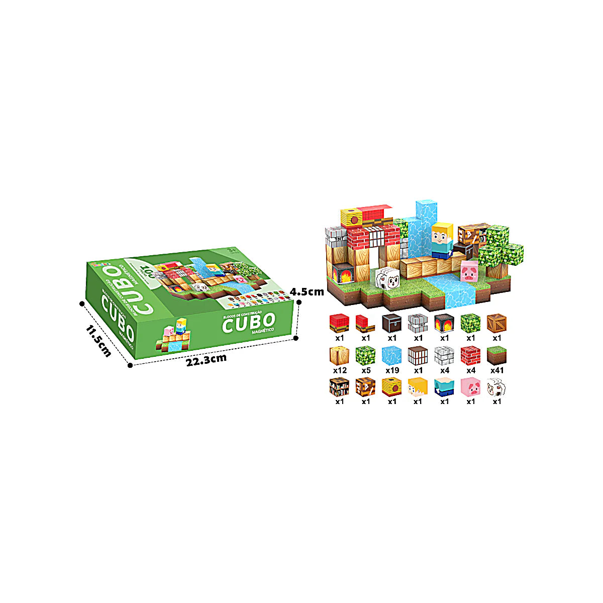Blocos Magnéticos Cubos de Construção 100 peças – Brinquedo Educativo - TW883-17