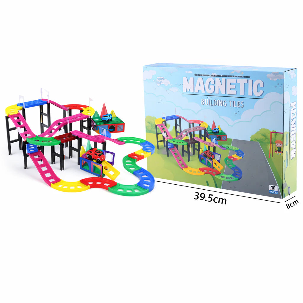 Blocos Magnéticos Pista com Carrinhos – Brinquedo Educativo de Montar - UPPER1127-1