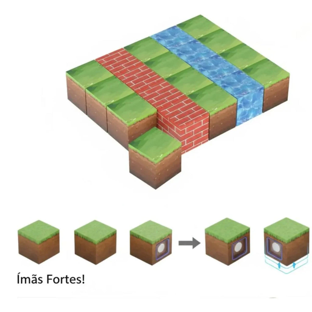 Blocos Magnéticos Minecraft 20 Peças Criativos Infantil- TW883-020