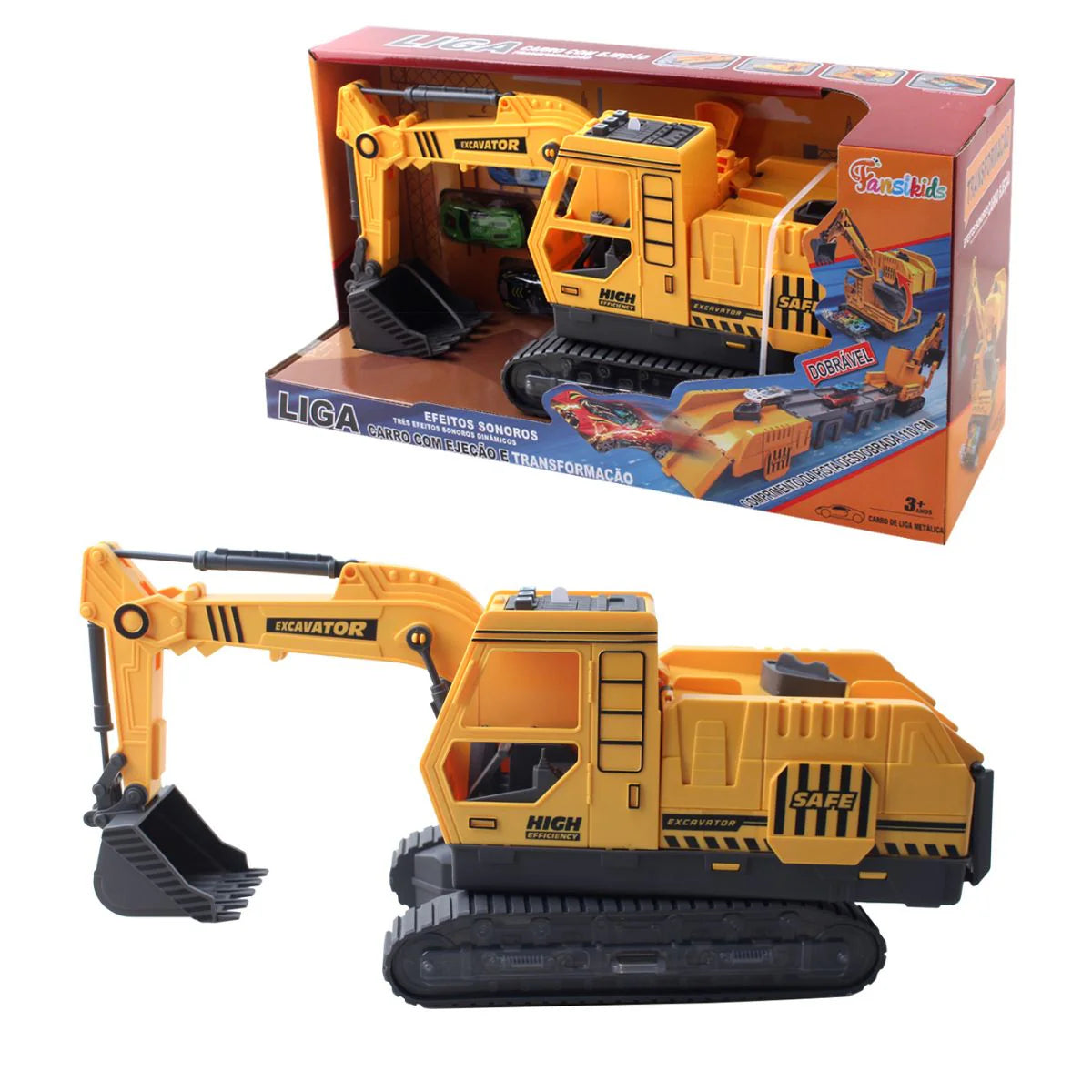 Brinquedo Escavadeira Articulada Pista Lança Carrinhos - TW880-3