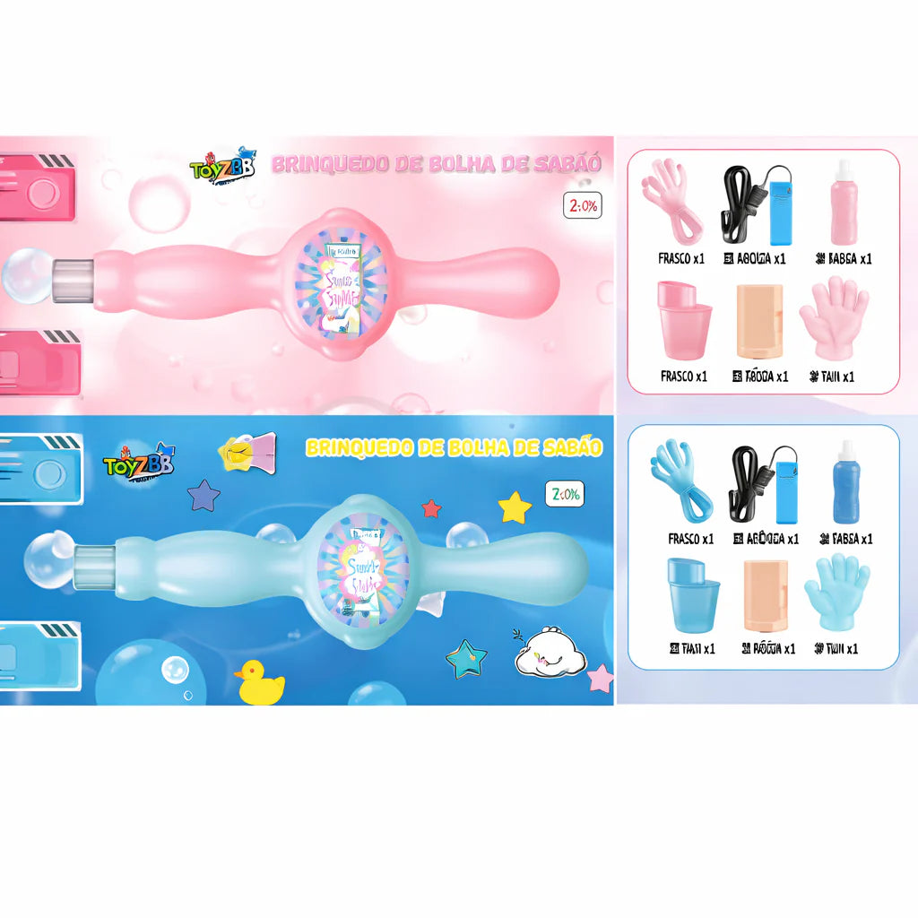 Brinquedo de Bolha de Sabão Infantil com Efeito Fumaça - Rosa e Azul - B101304