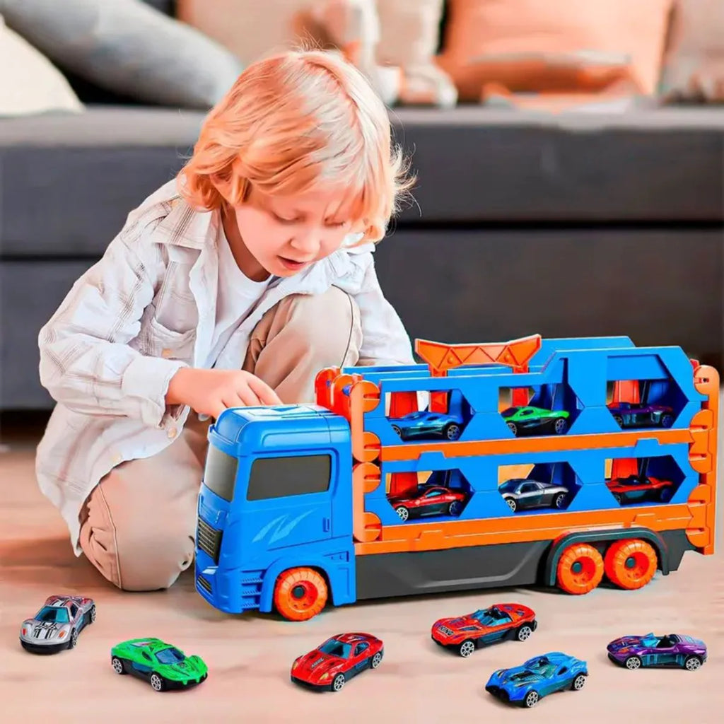 Caminhão Cegonha 6 Carrinhos Vira Pista 1,64m Infantil - TW880-4