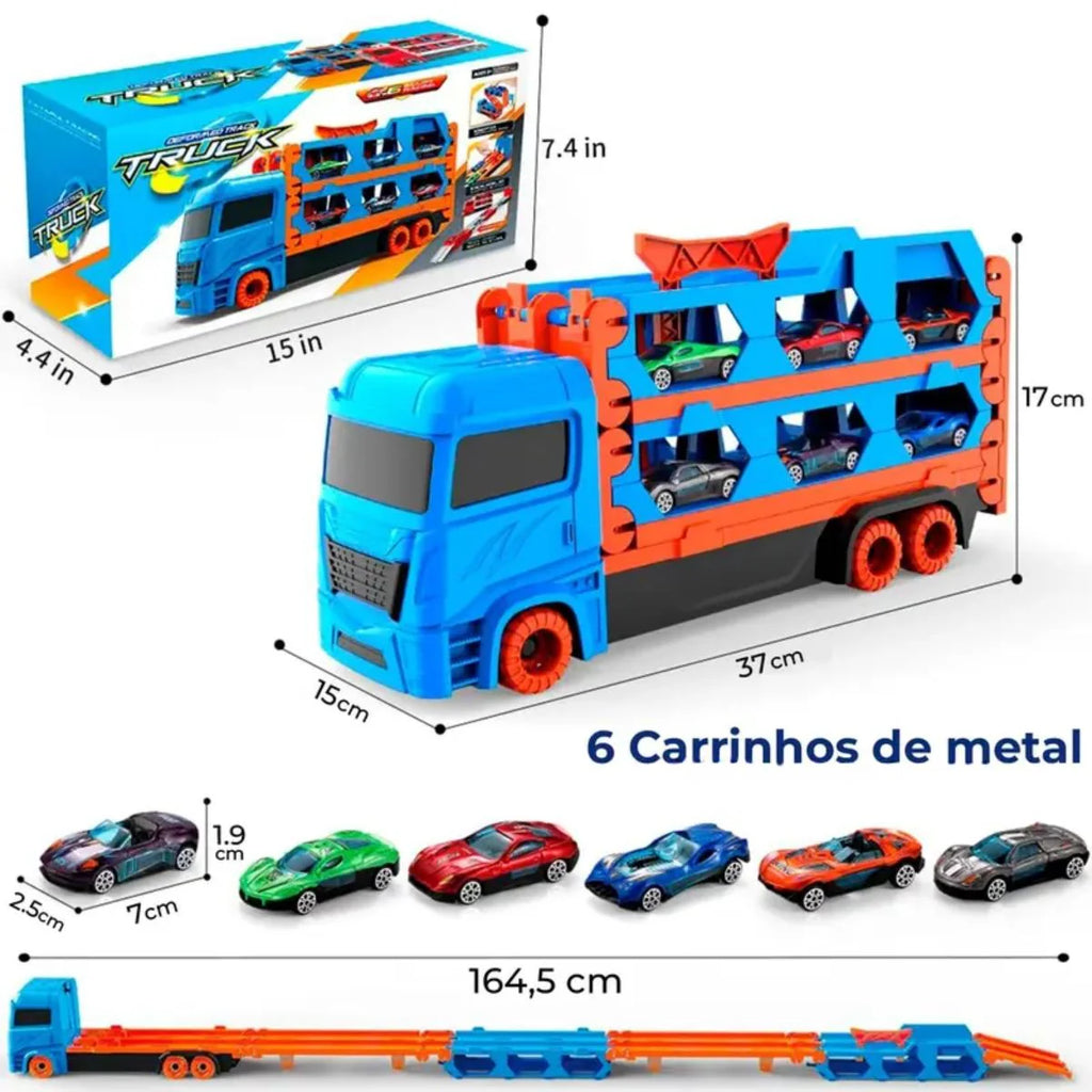 Caminhão Cegonha 6 Carrinhos Vira Pista 1,64m Infantil - TW880-4
