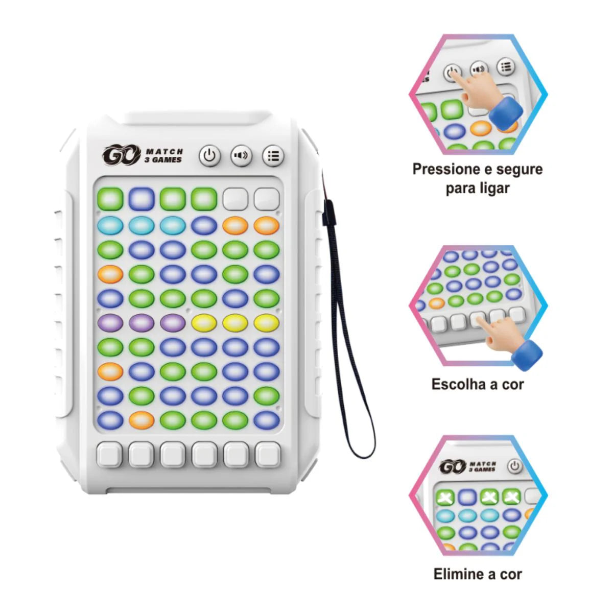 Jogo Eletrônico Combinar 3 Cores Candy Crush Portátil - TW882-5