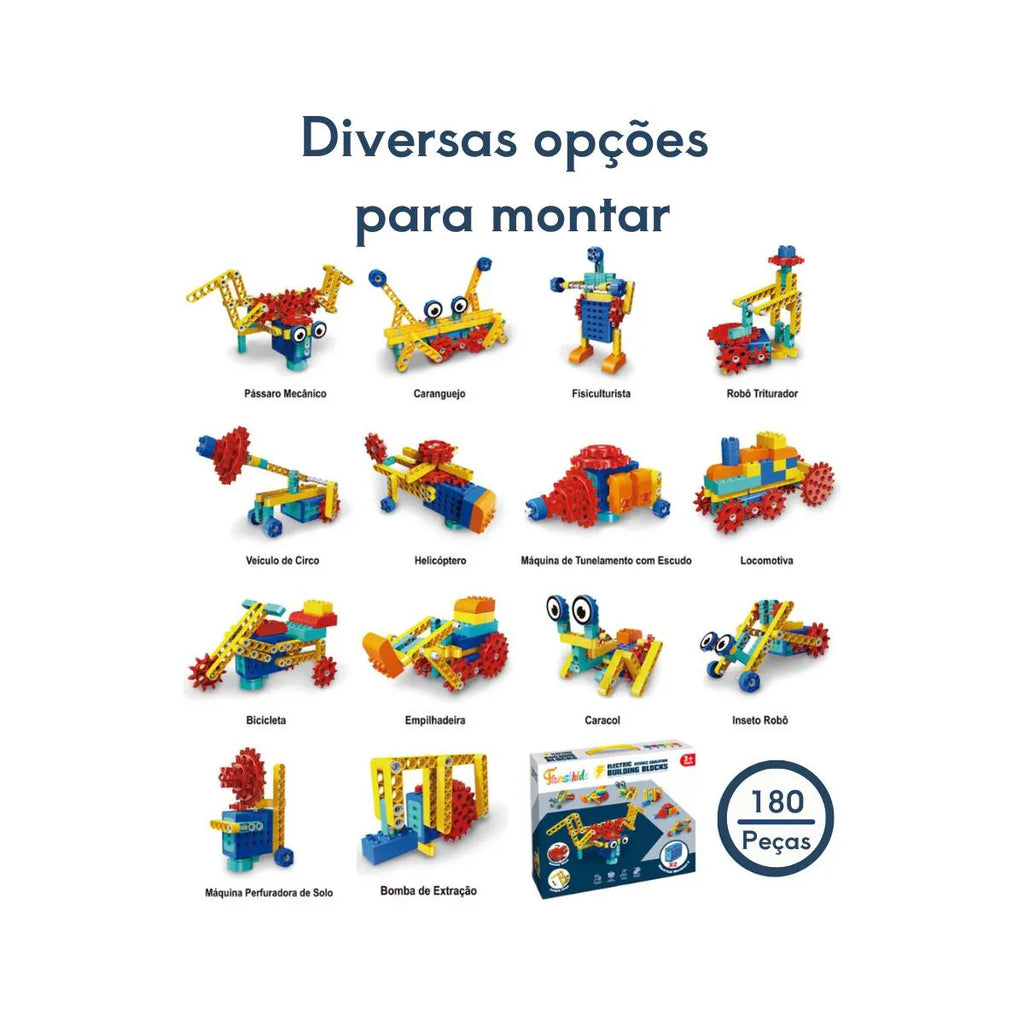 Kit Educativo Blocos De Montar Robô Animais 180 Peças - TW886-361