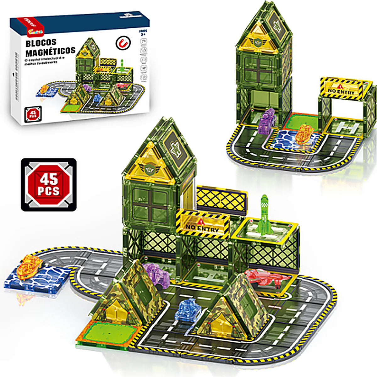 Kit Magnético de Construção com 45 Peças- Base Militar - TW887-B45