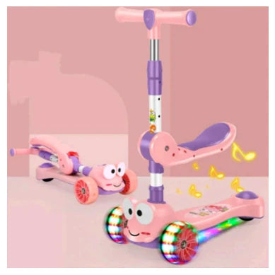 O Patinete Infantil 3 Rodas Sapo Rosa - Com Assento - AA00021