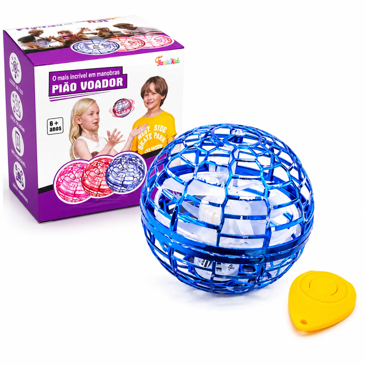 Drone Boomer Ball com LED USB Rotação 360° Recarregável - TW882-16