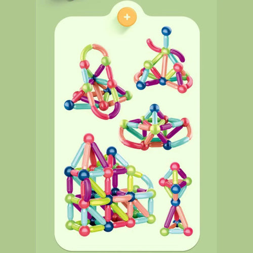 Blocos de Montar Magnéticos Bolas e Bastões Kit de 128 Peças - BJG00040