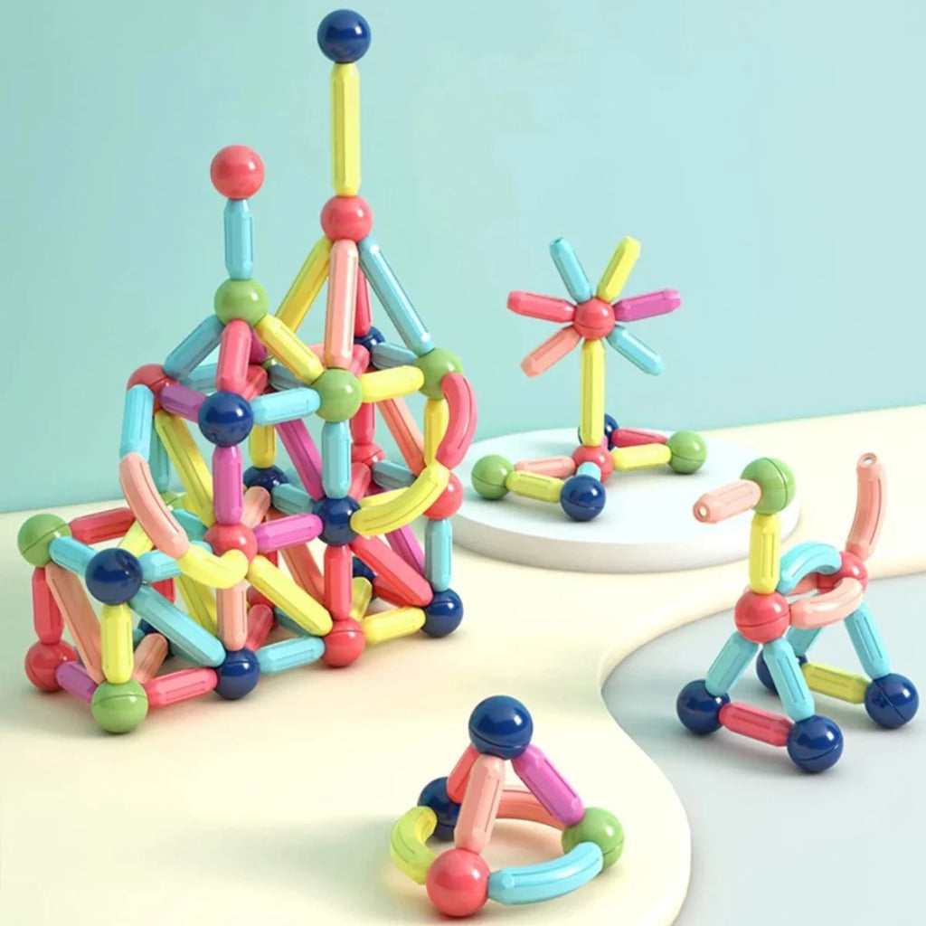 Blocos de Montar Magnéticos Bolas e Bastões Kit 64 peças - UPPER1129