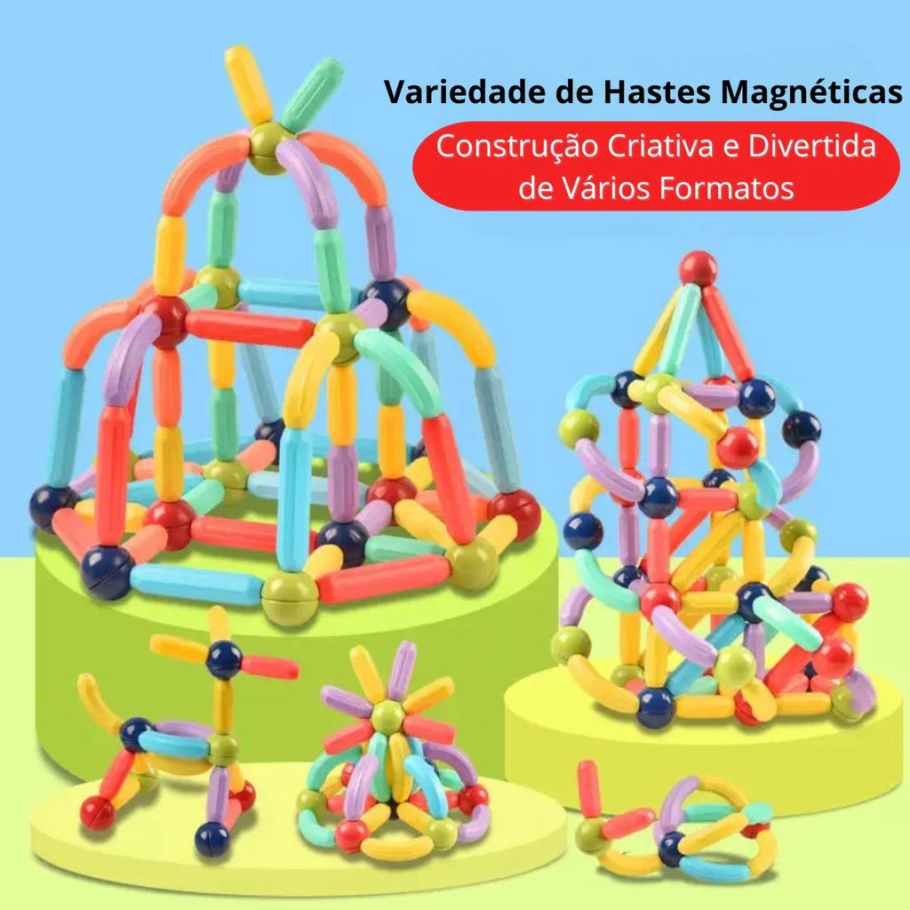 Blocos de Montar Magnéticos Bolas e Bastões Kit 64 peças - UPPER1129