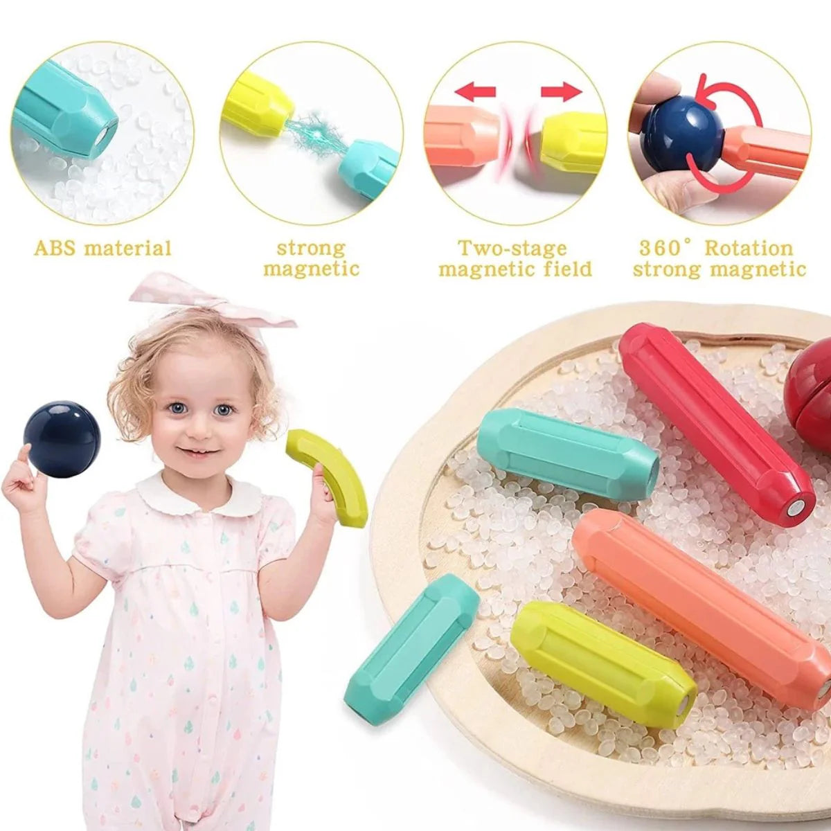 Blocos de Montar Magnéticos Bolas e Bastões Kit 103 peças - UPPER1130